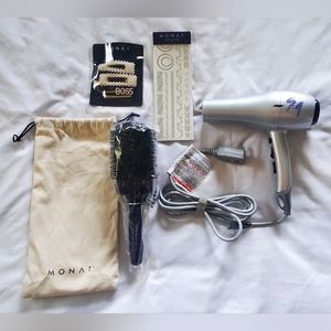 Monat Studio One Hot Tools Hair Dryer with Round Brush & Accessories LOT